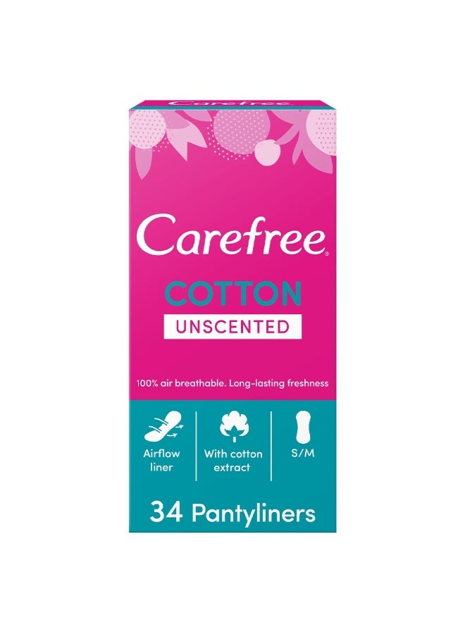 Carefree Breathable Cotton Unscented Panty Liners, Pack Of 34's - Image 3