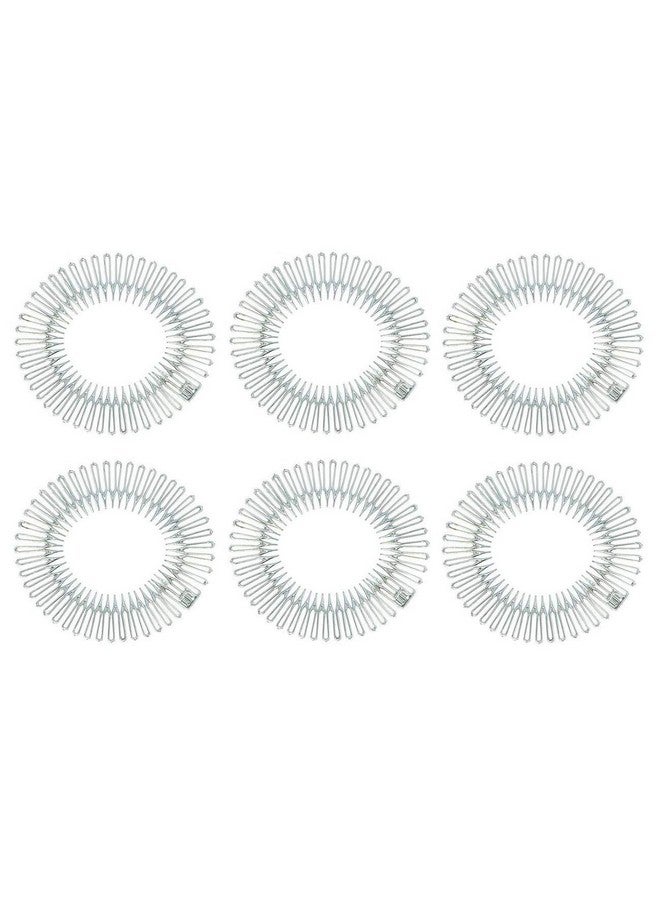 Fodattm 6Pcs Women Lady Stretch Flexible Plastic Full Circle Hair Comb Headband Hair Hoop Hair Clip Spring Head Band With Deep Teeth (Clear) - Image 1