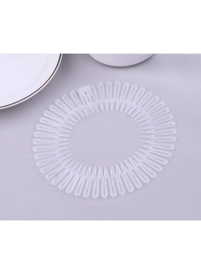 Fodattm 6Pcs Women Lady Stretch Flexible Plastic Full Circle Hair Comb Headband Hair Hoop Hair Clip Spring Head Band With Deep Teeth (Clear) - Image 3