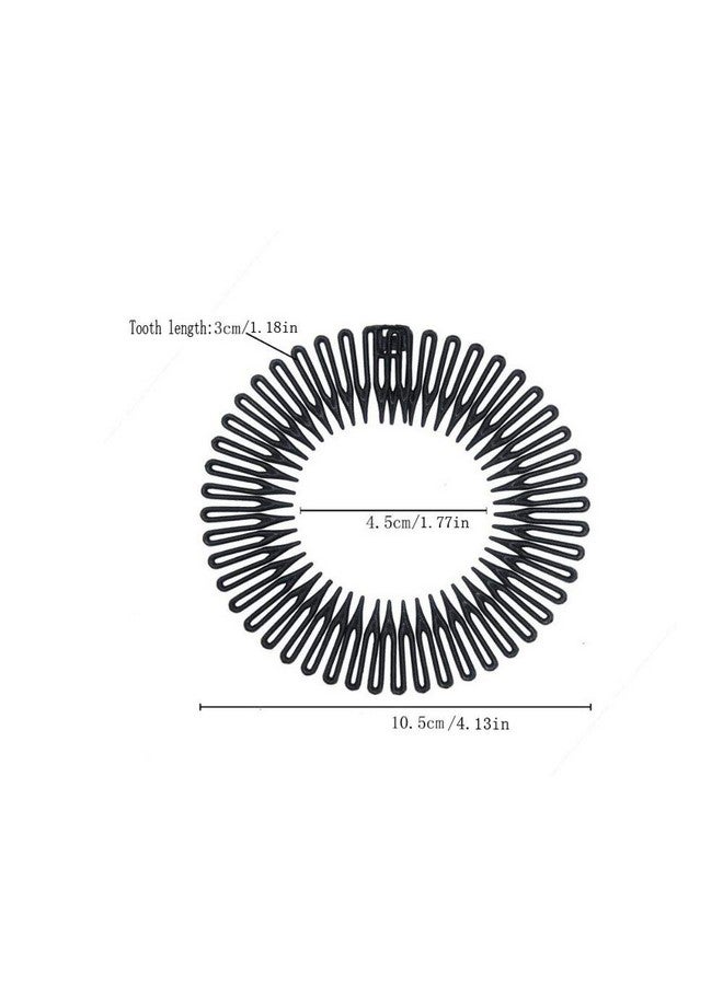 Fodattm 6Pcs Women Lady Stretch Flexible Plastic Full Circle Hair Comb Headband Hair Hoop Hair Clip Spring Head Band With Deep Teeth (Clear) - Image 4