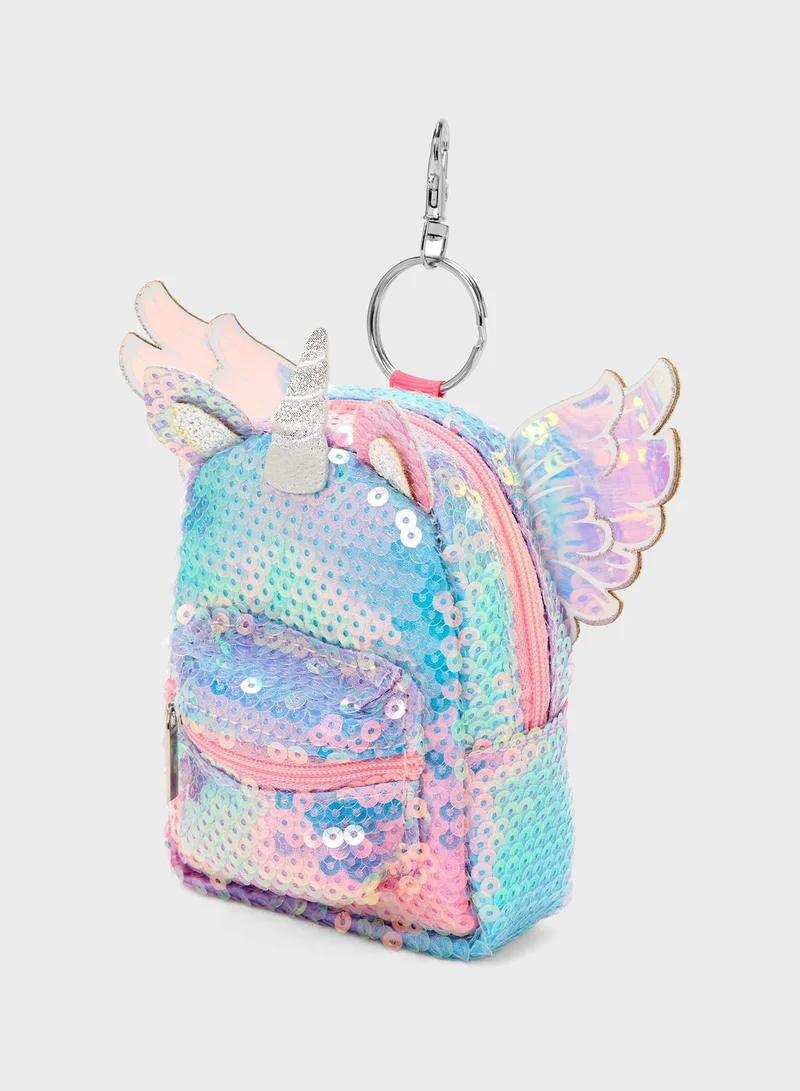 Claires Sequin Unicorn Mini Backpack Keychain