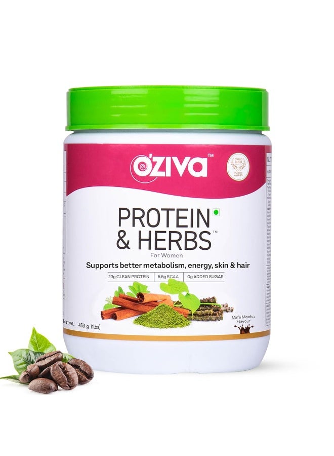 أوزيفا بروتين وأعشاب للنساء (كافيه موكا) أساعد في إدارة الوزن والطاقة والتمثيل الغذائي | بروتين نظيف، شاتافاري، شاي أخضر، بدون سكر مضاف، 1 رطل (453 جم) - Image 1