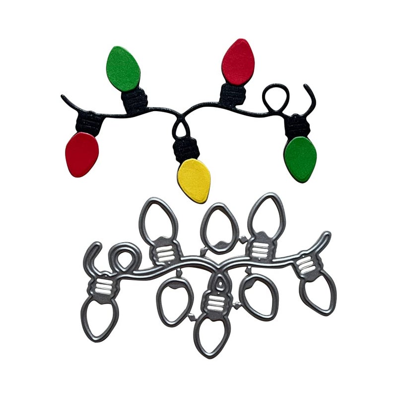 Christmas Lights Die Cuts New Year Lantern Cutting Dies Lights String Cutting Dies Birthday Metal Die Cuts for DIY Scrapbooking Photo Album Paper Crafting Card Making Decorative