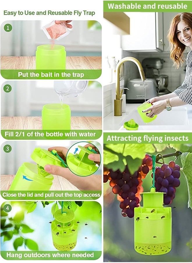 Generic Fly Trap Outdoor Hanging, Insect Fly Catcher with Fly Attractant, Non-Toxic Outdoor Hanging Ranch Fly Traps, Reusable Fly Repellent Trap Fly Killer Deterrent for Pasture/Orchard/Garden/Camping  - Image 3