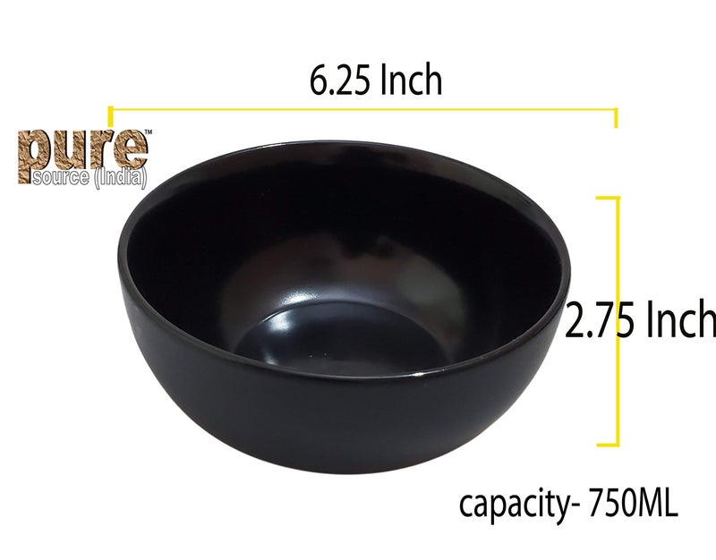 Pure Source India Ceramic Serving Bowl, Floral Bowl 750 ml, (Matte Black, 1 Piece) - Image 4