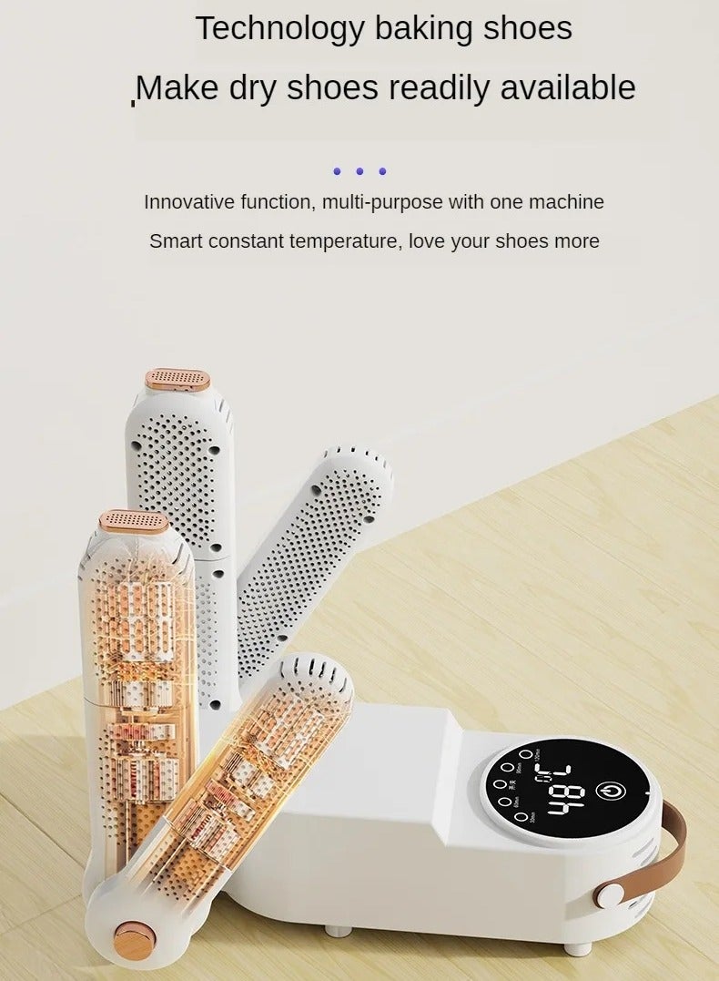 ارواق أربعة رفوف مجفف الأحذية الإلكترونية ذكي درجة حرارة ثابتة الأشعة فوق البنفسجية قابلة للطي توقيت قابلة للتطوير مجفف الأحذية 220 فولت - Image 4