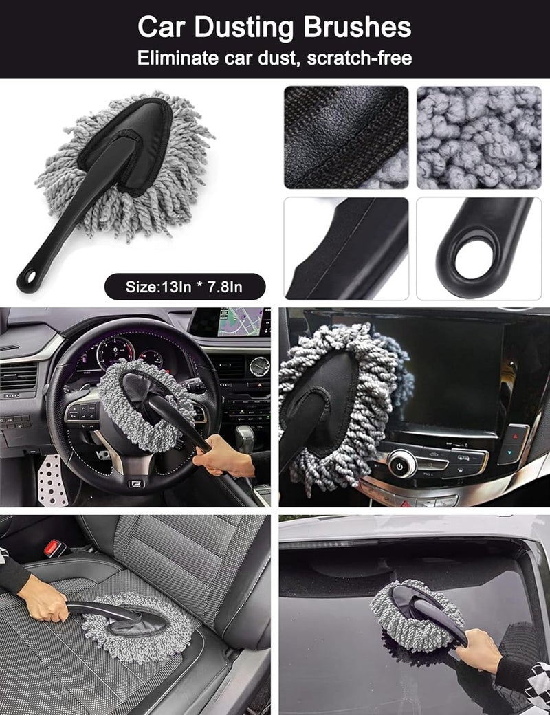 Juformin 10PCS Car Detailing Brush Set - Multi-Functional Brushes with Microfiber Suede Towel & Natural Cleaning Gel, Complete Car Interior & Exterior Detailing Kit - Image 3