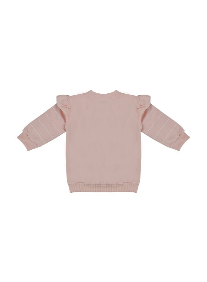 KALXINES Girls Cotton Loungewear Set,Ruffle Sleeve Striped Top with Bunny Print and Textured Pants,Casual Wear,Age 3 to 6 Year - Image 3