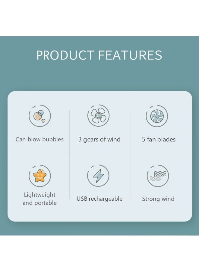 Loquat Handheld Cooling Fan Bubble Blower Toy 9.2*17*6cm - Image 3