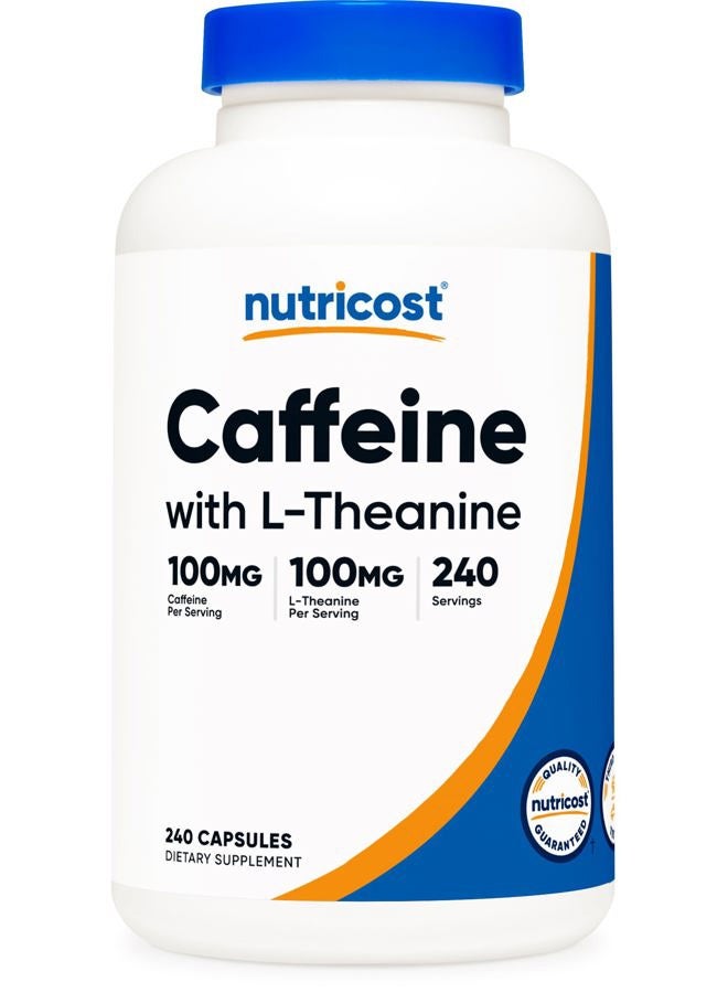 Nutricost Caffeine with L-Theanine, 100mg of Each, 240 Capsules, 240 Servings - Non-GMO and Gluten Free  - Image 1