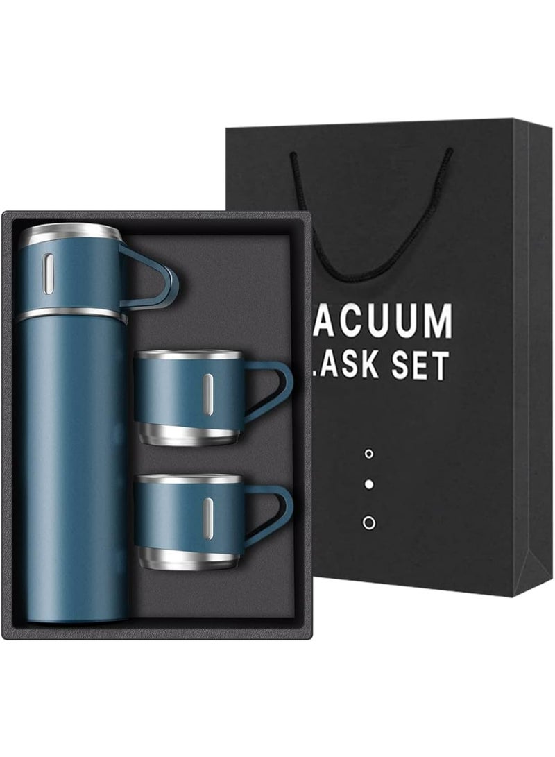 Premium 500ml Stainless Steel Vacuum Flask Gift Set with 3 Cups – Thermal Insulation Bottle for Tea & Coffee – Leakproof Travel Mug for Office, Gym, and Outdoor – Keeps Hot & Cold for 12 Hours - Image 1