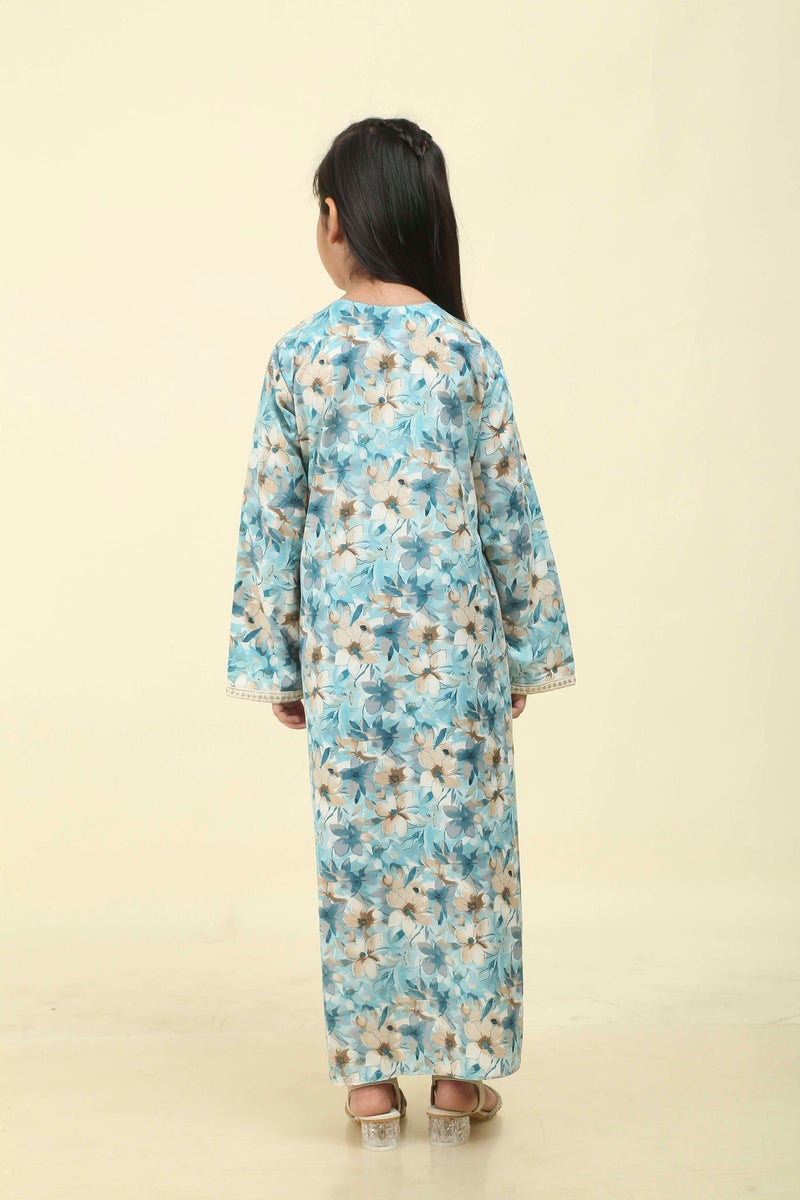 HANA & SARA Everyday Elegance Girls Arabic Jalabiya – Breathable Floral Maxi with Traditional Finish - Image 3