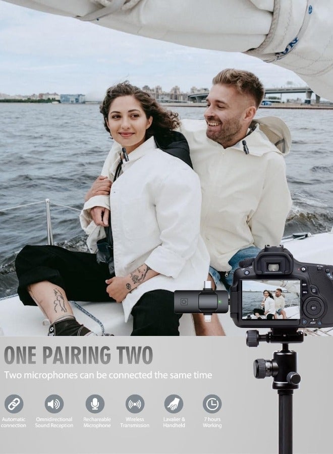 3 في 1 ميكروفونات لافالير اللاسلكية لآيفون آيباد كاميرا أندرويد ميكروفون USB-C 7 ساعة بطارية 2.4G ميكروفون صغير منخفض التأخير مع تقليل الضوضاء لتسجيل الفيديو فيلم يوتيوب تيك توك - Image 5