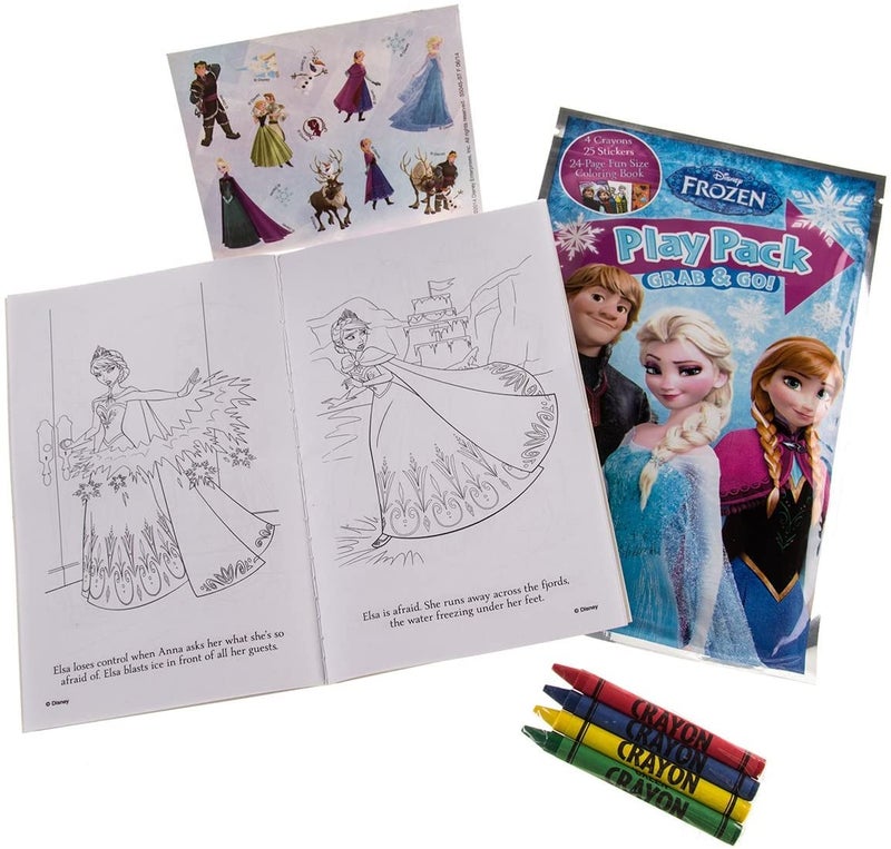 Bendon Set of 15 Full-Size Kids Play Packs Fun Party Favors Coloring Book Crayons Stickers (Disney Frozen) - Image 3