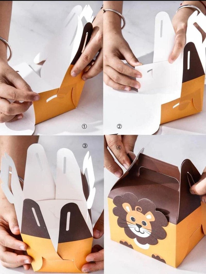 Satyam Kraft SATYAM KRAFT 20 Pcs Lion Printed Decorative Folding Paper Gift Boxes, For Gifting Chocolates, Dryfruits Items - Fancy Decorative packaging In Marriage Kids Function Packing (Brown)  - Image 5