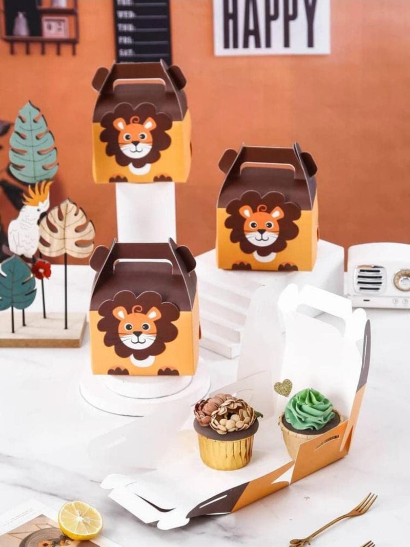 Satyam Kraft SATYAM KRAFT 20 Pcs Lion Printed Decorative Folding Paper Gift Boxes, For Gifting Chocolates, Dryfruits Items - Fancy Decorative packaging In Marriage Kids Function Packing (Brown)  - Image 2