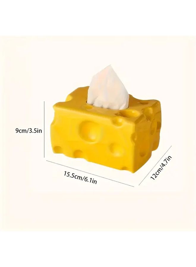 Yellow Cheese Shape Tissue Box Holder For Desktop Napkin Storage - Image 3