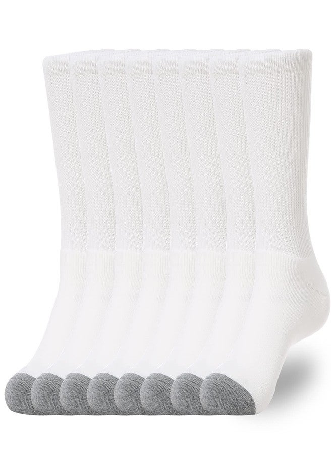 WANDER Women's Athletic Crew Socks 8 Pairs Cushion Running Socks for Women Sport Wicking Cotton Socks 7-10/10-14(Shoe Size :7-10, 8 Pairs White) - Image 1