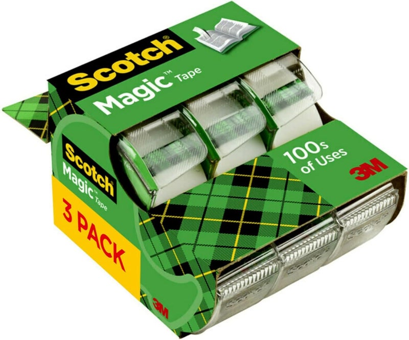 Scotch  Magic Tape, 3 Rolls, Numerous Applications, Invisible, Engineered For Repairing, 3/4 X 300 Inches, Dispensed (3105) - Image 1