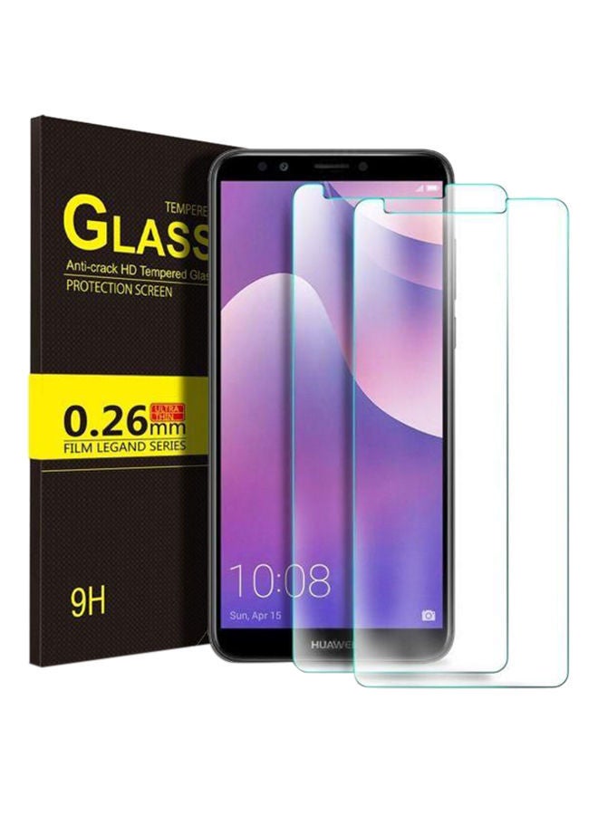 NIBEMINENT 2-Pack 9H Hardness HD Tempered Glass Screen Protector For Huawei Honor Y7 Prime 2018 Clear