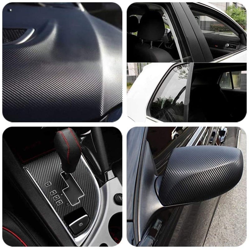 WISDOM 3D Black Carbon Fiber Vinyl Wrap Adhesive Sheet Roll Vinyl Sticker Tape for Cars Auto and Motorcycle DIY, Decoration Crafts (12" x 75) - Image 3