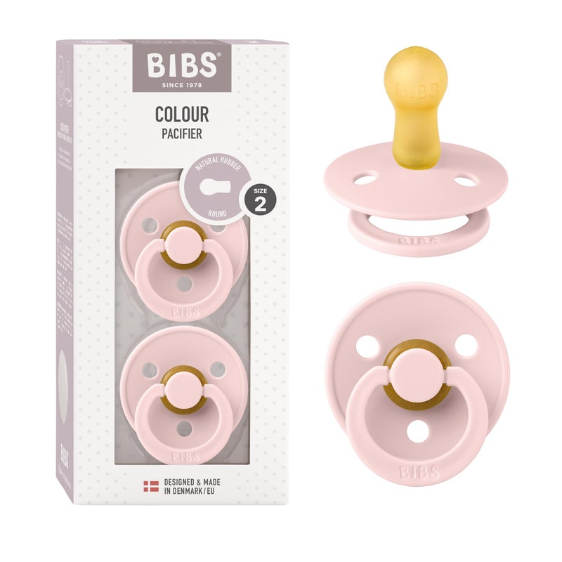 BIBS Pacifiers Colour Collection | Natural Rubber Baby Pacifier | Set of 2 BPA-Free Soothers | Made in Denmark | 0+ Months (Pack of 2) | Blossom - Image 1