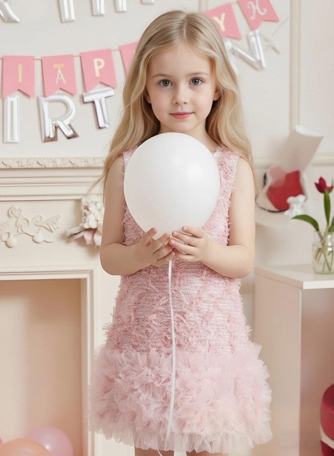 Tutu.kk Toddler Girls Dress Sleeveless A-Line Birthday Party Dresses with Layered Tulle Wedding Gown Pink 1-2T - Image 2