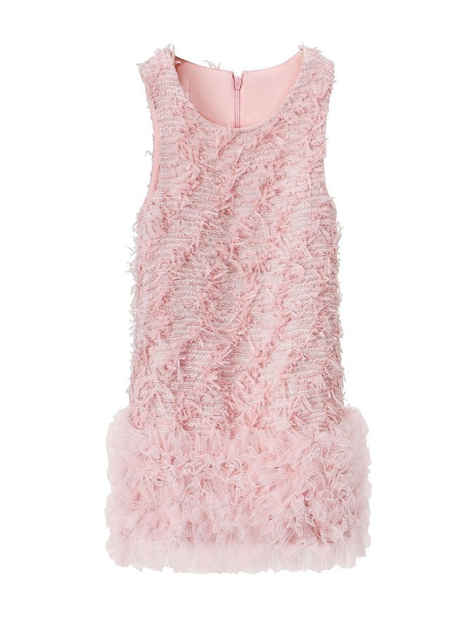 Tutu.kk Toddler Girls Dress Sleeveless A-Line Birthday Party Dresses with Layered Tulle Wedding Gown Pink 1-2T - Image 1