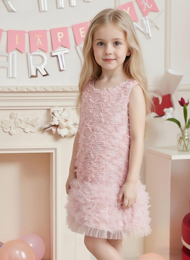 Tutu.kk Toddler Girls Dress Sleeveless A-Line Birthday Party Dresses with Layered Tulle Wedding Gown Pink 1-2T - Image 4