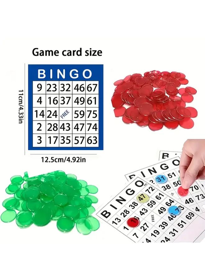 Orange Bingo Game Card With 100 Plastic Chips For Family Fun Parties Events - Image 1