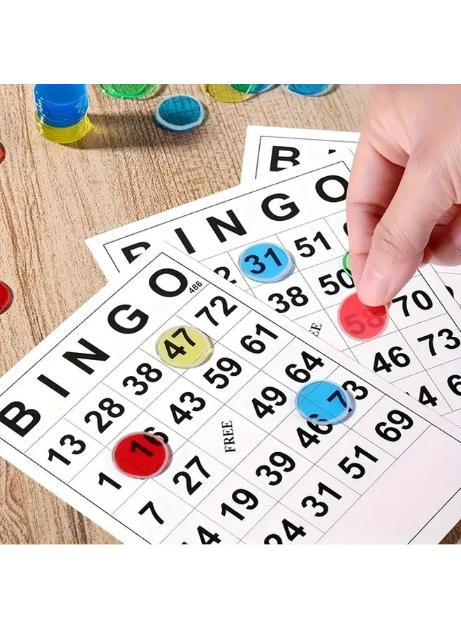 Orange Bingo Game Card With 100 Plastic Chips For Family Fun Parties Events - Image 2