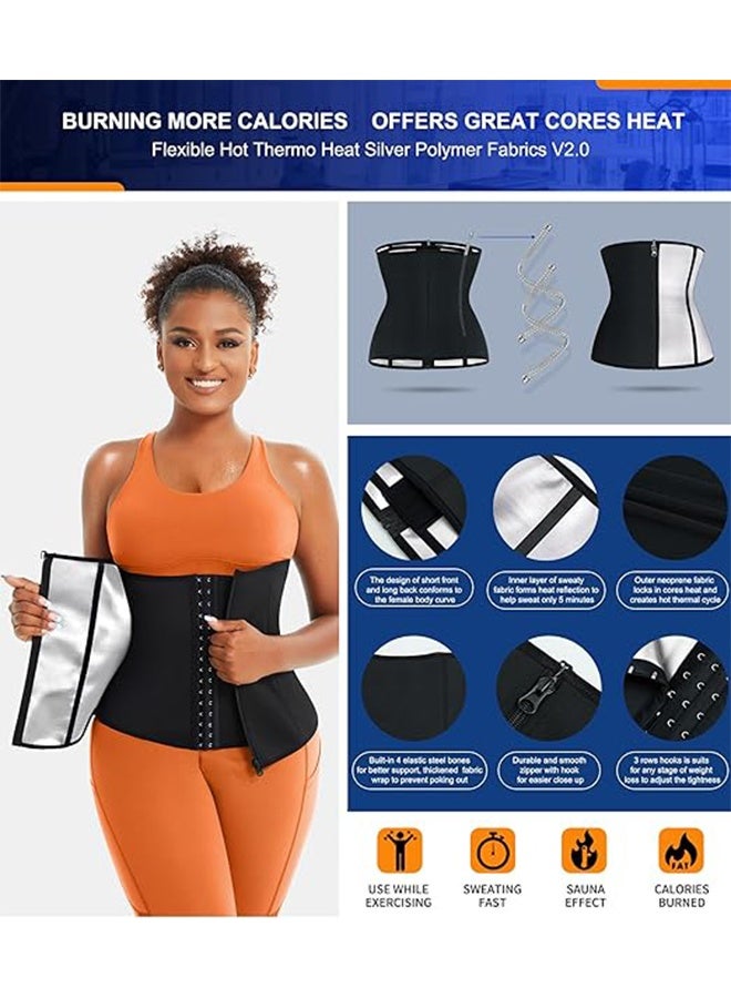 JS Waist Trainer Belt for Women, Body Slimming Corsets Sports Shaper Belt Restraint Belt Shapewear, Weight Loss Tummy Wrap Workout Belt Sweat Belly Band Sports Girdle Sauna Suit - Image 2