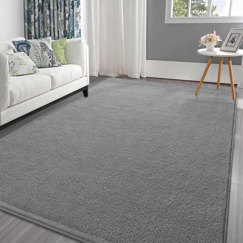 Pettop 4x6 ft Grey Area Rugs for Bedroom Living Room Washable Memory Foam Indoor Carpet Modern Aesthetic Minimalist Non Slip Soft Comfy Carpet for Boys Girls Dorm Home Decor - Image 2