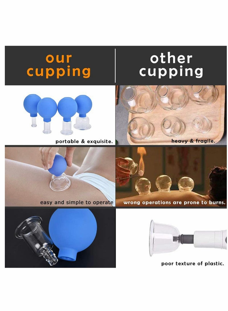 SOLARAE Face Cupping Therapy Sets Glass Facial Vacuum Suction Massage Cups for Wrinkles and Anti Cellulite, 4 Pack - Image 4