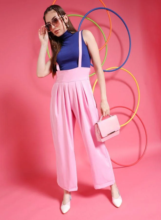 Freehand Women Regular Fit Solid High-Rise Pleated Pants