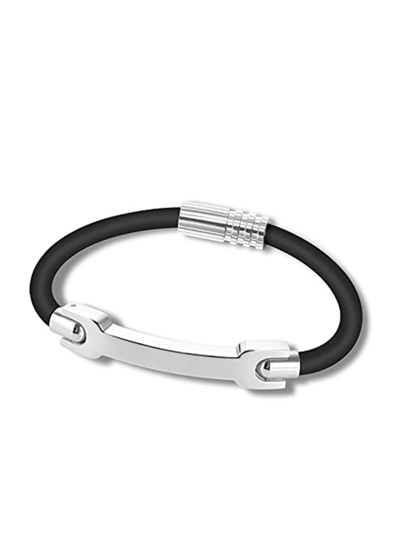 SYOSI Anti-Static Bracelet Wrist Straps, Band Rubber Bracelets Silicone Bracelet Static Bracelet Fashion Anti-Static Products Eliminate Static for Women and Men Unisex (Black-20cm) - Image 1