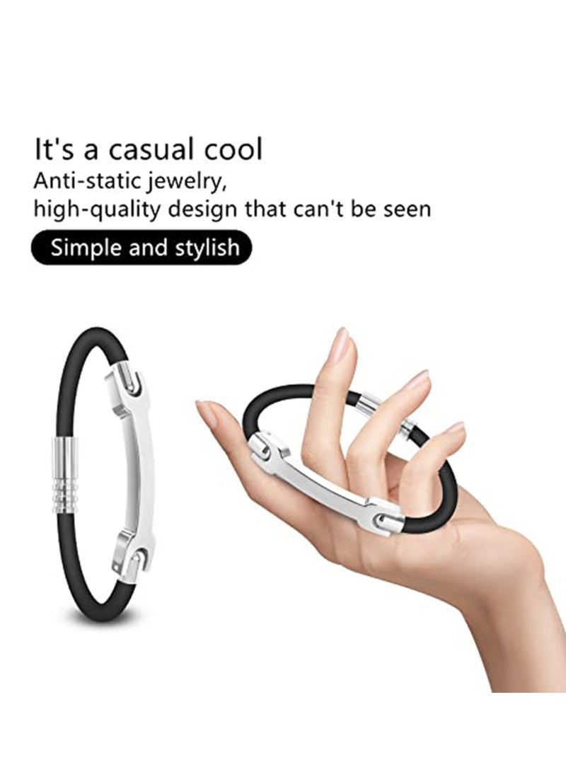SYOSI Anti-Static Bracelet Wrist Straps, Band Rubber Bracelets Silicone Bracelet Static Bracelet Fashion Anti-Static Products Eliminate Static for Women and Men Unisex (Black-20cm) - Image 3