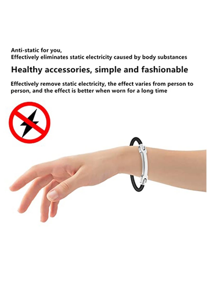 SYOSI Anti-Static Bracelet Wrist Straps, Band Rubber Bracelets Silicone Bracelet Static Bracelet Fashion Anti-Static Products Eliminate Static for Women and Men Unisex (Black-20cm) - Image 5