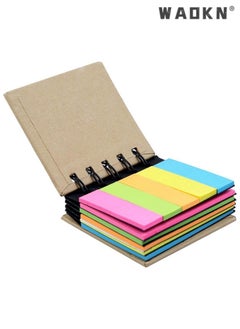 WAOKN Sticky Notes, Pocket Size Spiral Sticky Note Pad, Assorted Primary Colors, Paper Sticky Note Set with Spiral Binding (125 sticky notes + 125 color strips)  - Image 1