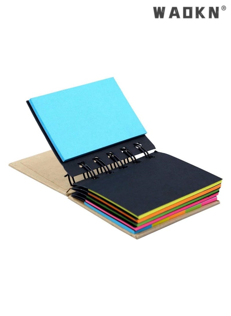 WAOKN Sticky Notes, Pocket Size Spiral Sticky Note Pad, Assorted Primary Colors, Paper Sticky Note Set with Spiral Binding (125 sticky notes + 125 color strips)  - Image 5
