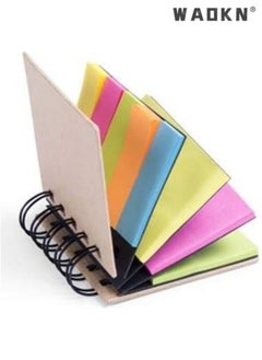 WAOKN Sticky Notes, Pocket Size Spiral Sticky Note Pad, Assorted Primary Colors, Paper Sticky Note Set with Spiral Binding (125 sticky notes + 125 color strips)  - Image 2