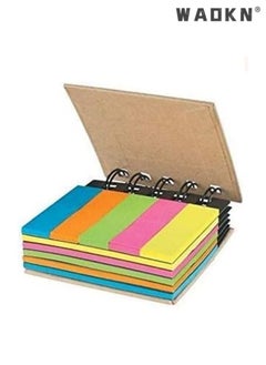 WAOKN Sticky Notes, Pocket Size Spiral Sticky Note Pad, Assorted Primary Colors, Paper Sticky Note Set with Spiral Binding (125 sticky notes + 125 color strips)  - Image 3