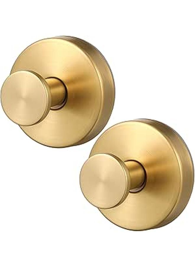 Stainless Steel Suction Cup Hooks Brushed Gold 2pcs No Drill Damage Free Mounting For Bathroom - Image 1