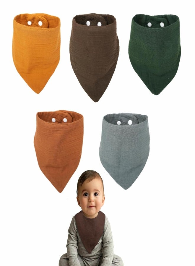 موذرلي مريلة ماذرلي للأطفال من عمر 0 إلى 6 أشهر - مريلة أطفال من الموسلين الناعم، مرايل قابلة للتعديل وماصة للأطفال حديثي الولادة حتى عمر 12 شهرًا للأولاد والبنات (متعددة الألوان، عبوة من 5 قطع) - Image 1