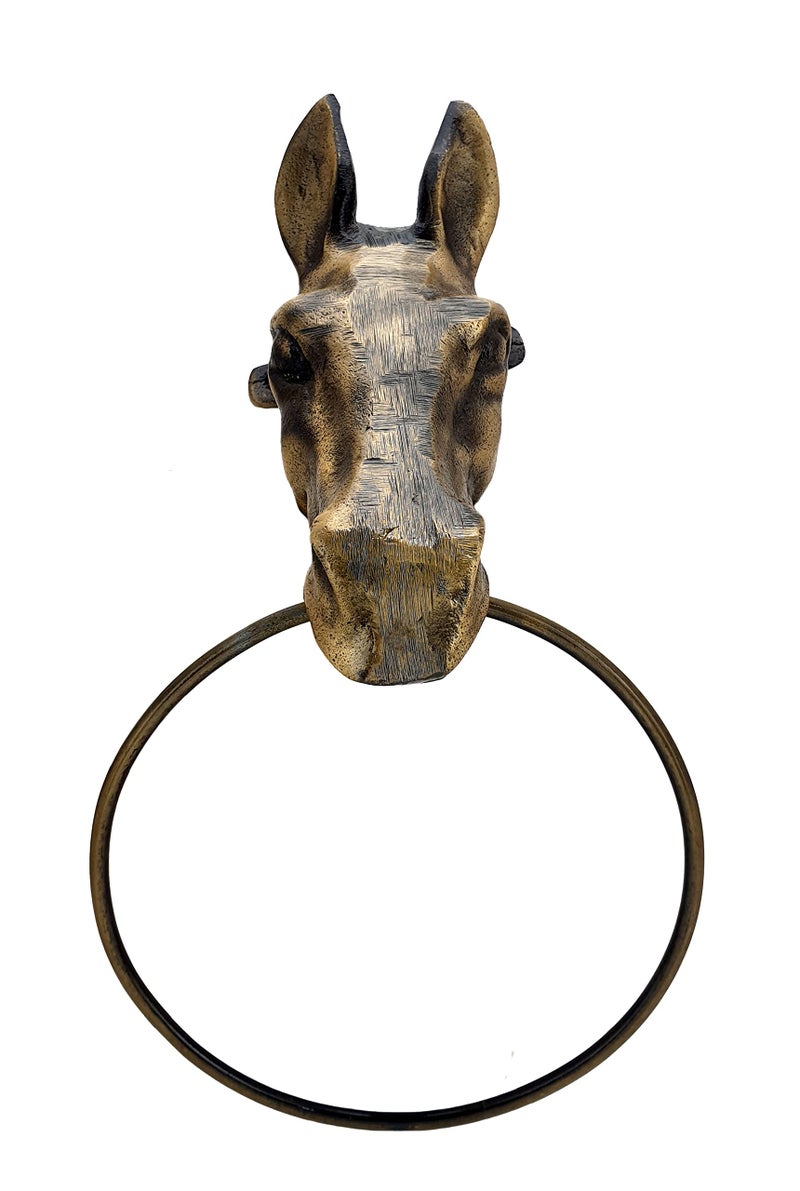 Two Moustaches Horse Head Design Antique Finshed Towel Hanger, Towel Hangers for Home, Standard, Pack of 1 - Image 1