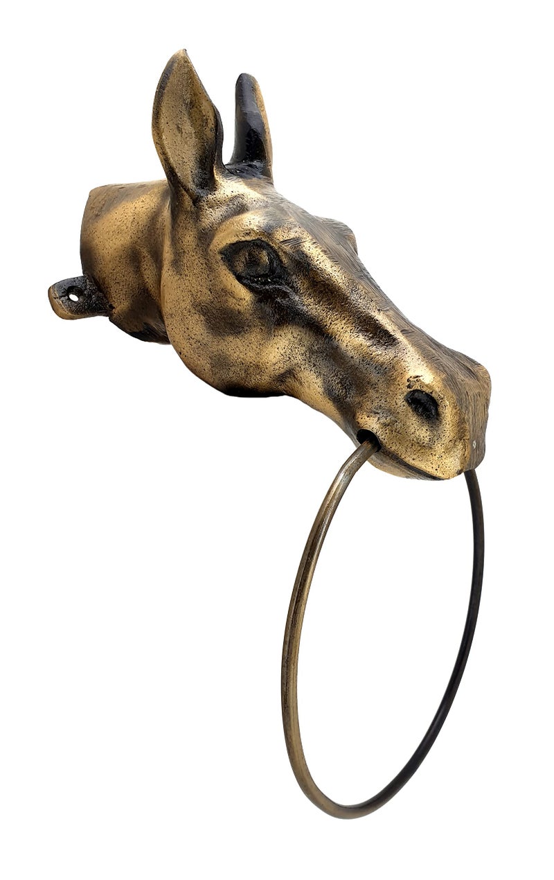 Two Moustaches Horse Head Design Antique Finshed Towel Hanger, Towel Hangers for Home, Standard, Pack of 1 - Image 2