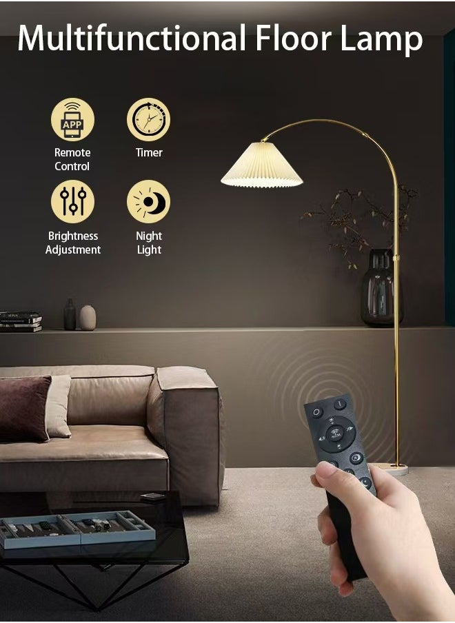 ضوء كامل - مصباح أرضي LED مع رف وتصميم مطوي، 3 ألوان إضاءة، قابل لتعديل السطوع، مع جهاز تحكم عن بُعد، مثالي لغرفة النوم أو المعيشة أو المكتب، 12 واط، 172×30 سم - Image 1