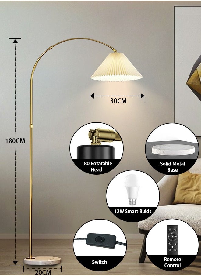 ضوء كامل - مصباح أرضي LED مع رف وتصميم مطوي، 3 ألوان إضاءة، قابل لتعديل السطوع، مع جهاز تحكم عن بُعد، مثالي لغرفة النوم أو المعيشة أو المكتب، 12 واط، 172×30 سم - Image 1