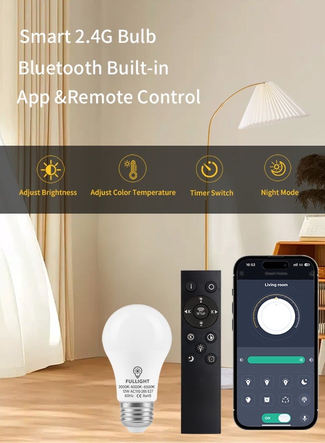 Fullight Modern Arc Floor Lamp with Pleated Shade, Gold, Adjustable Height, App & Remote Control, 3-Level Dimming, 12W LED, E27, Marble Base,172×35 cm, for Living Room, Bedroom, Office - Image 5