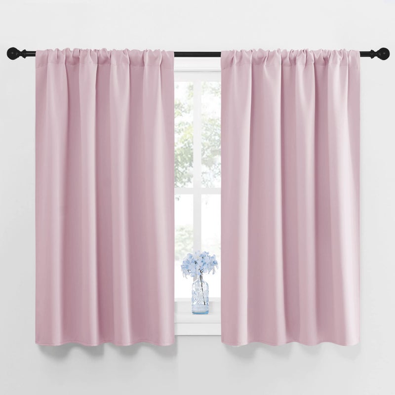 NICETOWN Blackout Curtains for Girls Room  Nursery Essential Thermal Insulated Solid Rod Pocket Top Blackout Drapes Lavender PinkLight Pink 1 Pair 42 x 45 Inch